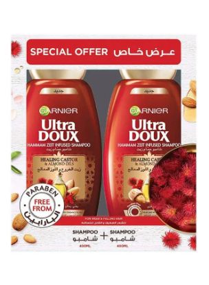 Picture of Garnier Ultra Doux Shampoo Healing Castor Oil & Almond Oil + Conditioner 2x400ml