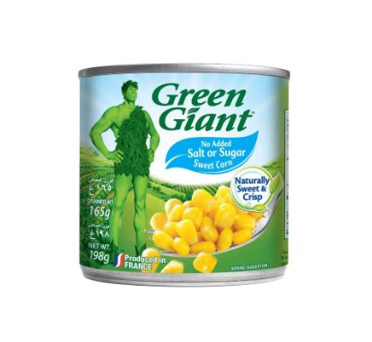 Picture of Green Giant Sweet Corn No Added Sugar Or Salt 198gm