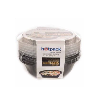 Picture of Hotpack Black Base Containers With Lid 24oz, 5pc