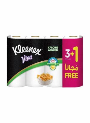 Picture of Kleenex Calorie Absorb Kitchen Tissue Paper Towel, 3 PLY, 4 Rolls x 50 Sheets