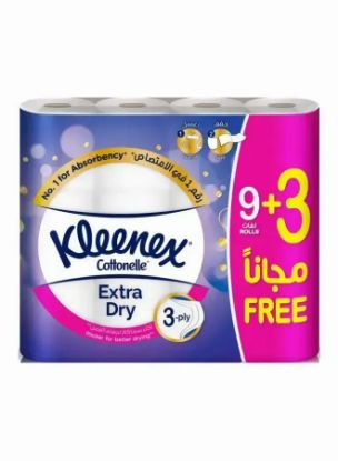 Picture of Kleenex Extra Dry Toilet Tissue Paper, 3 PLY, 12 Rolls x 160 Sheets