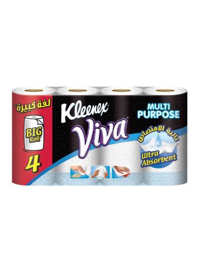 Picture of Kleenex Multi Purpose Kitchen Tissue Paper Towel, 2 PLY, 4 Rolls x 90 Sheets