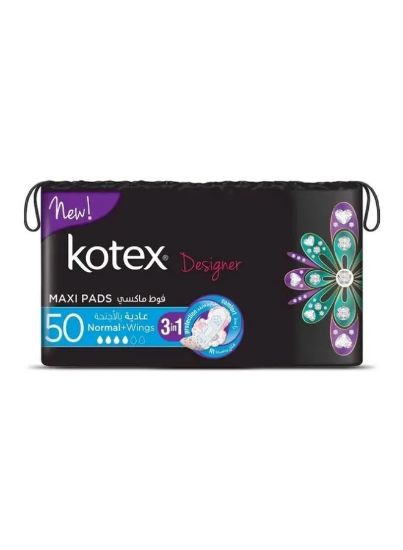 Picture of Kotex Maxi Protect Thick Pads, Normal Size Sanitary Pads with Wings, 50 Sanitary Pads