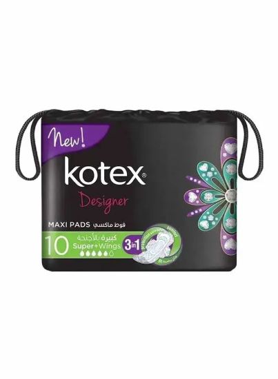 Picture of Kotex Maxi Protect Thick Pads, Super Size Sanitary Pads with Wings, 10 Sanitary Pads