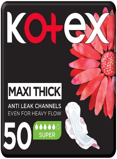 Picture of Kotex Maxi Protect Thick Pads, Super Size Sanitary Pads with Wings, 50 Sanitary Pads