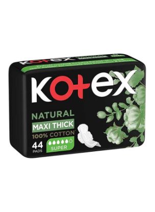 Picture of Kotex Natural Maxi Protect Thick Pads, 100% Cotton Pad, Overnight Protection, 44 Sanitary Pads