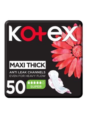 Picture of Kotex Natural Maxi Protect Thick Pads, 100% Cotton Pad, Super Size with Wings, 50 Sanitary Pads