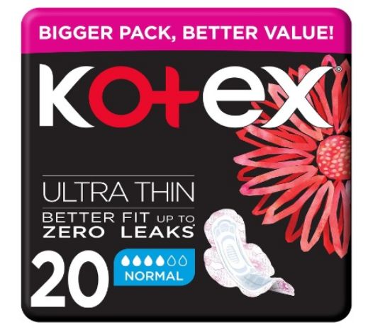 Picture of Kotex Ultra Thin Pads, Normal Size Sanitary Pads with Wings, 20 Sanitary Pads