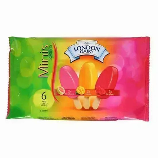 Picture of London Dairy 6 Mini Ice Cream Sorbets Pack 360ml