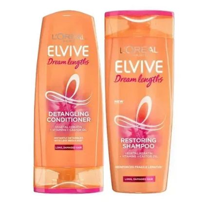 Picture of Loreal Elvive Dream Lengths Detangiling Conditioner Restoring Shampoo 2x400ml