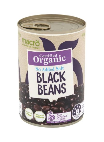 Picture of Macro Wholefoods Market Organic Black Beans No added Salt 420gm