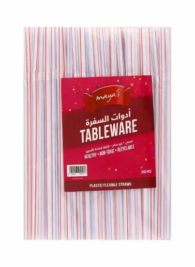 Picture of maya's Plastic Flexible Straws, Pack of 100