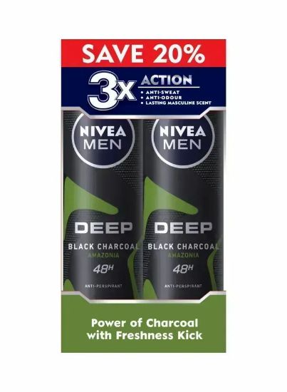 Picture of Nivea Deodorant Spray Men Deep Black Sport (2x150ml)