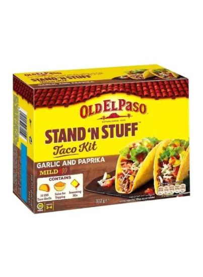 Picture of Old El Paso Stand N Stuff Taco Kit Garlic & Paprika Mild Spicy 312gm