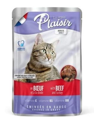 Picture of Plaisir Cats Food Beef & Turkey Chunk 100gm