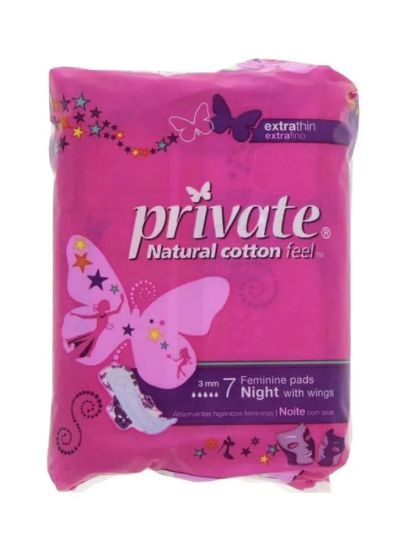 Picture of Private Natural Cotton Night Wings Pads 7's