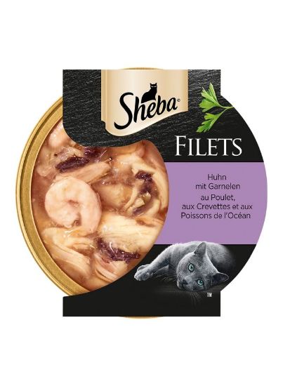 Picture of Sheba Cat Food Filets Chicken Tuna & Shrimp 60gm